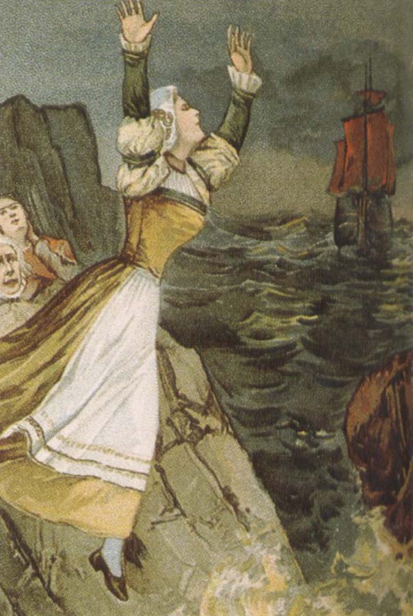 senta leaps toher death an art nouveau illustration of the final scene of the flying futchman
